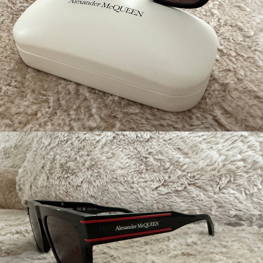 Alexander McQueen Black Sunglasses with Red Details